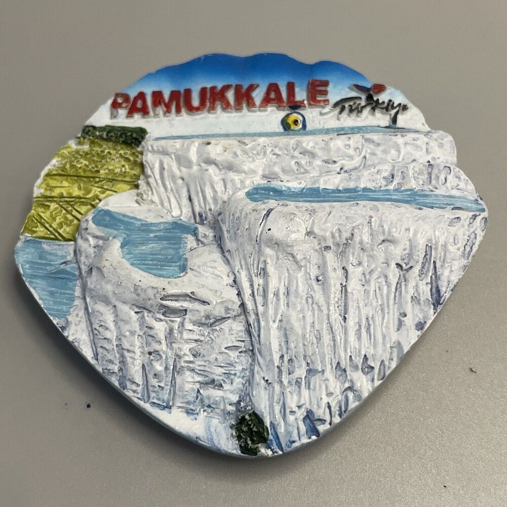 Turkey Pamukkale Tourist Travel Souvenir 3D‎ Resin Fridge Magnet 2.5” Blue White